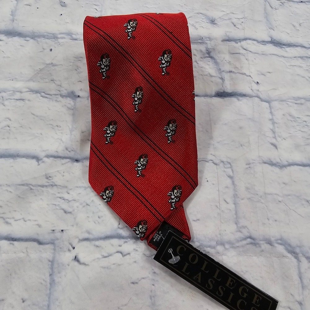 Ohio State Buckeyes College Classics Tie MENS OS Red Brutus Buckeye Mascot NCAA